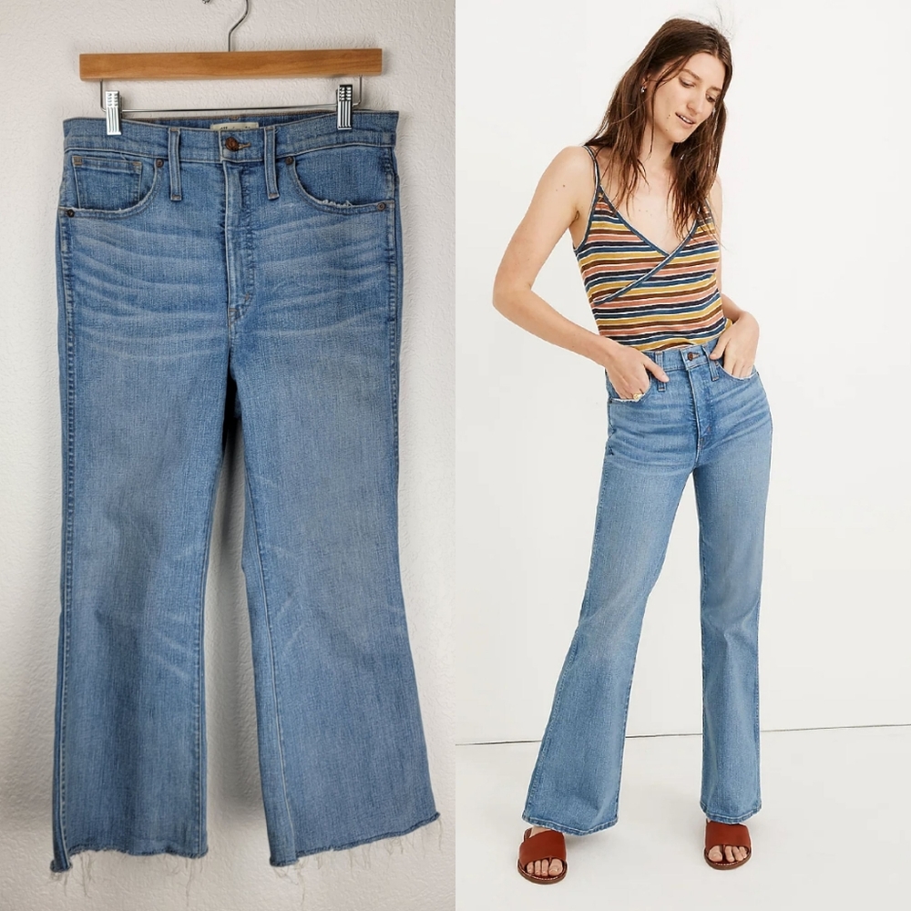 Madewell Retro Flare Jeans in Norwich Light Wash Raw Hem Size 30, 24” inseam 177